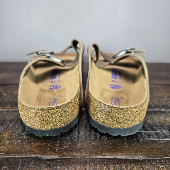 Birkenstock Arizona Mens Size 10 Regular Strap Slides Sandal Brown Leather EU 43 - Picture 4 of 11